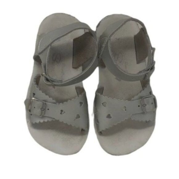 Salt Water by Hoy Sandals Silver Hearts Girl's Size 7 Very good used condition N - Picture 5 of 8